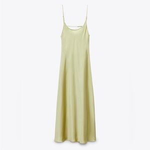 Zara green slip dress with low back